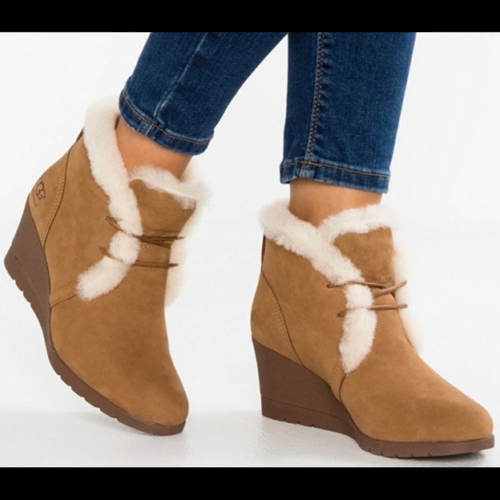 Ugg wedge shearling suede booties